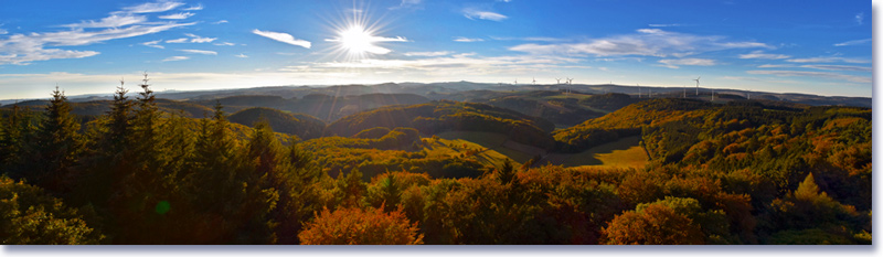 Herbstliche Eifelwälder - Aussicht vom Gänsehals-Turm bei Bell, Riedener Waldseepfad in Richtung Rieden, Volkesfeld, Nürburgring