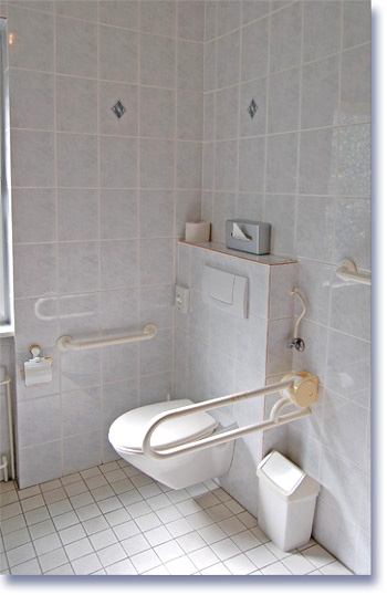 Barrierefreies Gästezimmer - Badezimmer - WC mit Haltegriffen